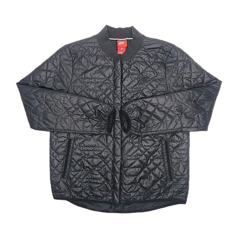 Nike Jacket Primaloft Quilted Black Snap Women Sz Large Lightweight Polyester